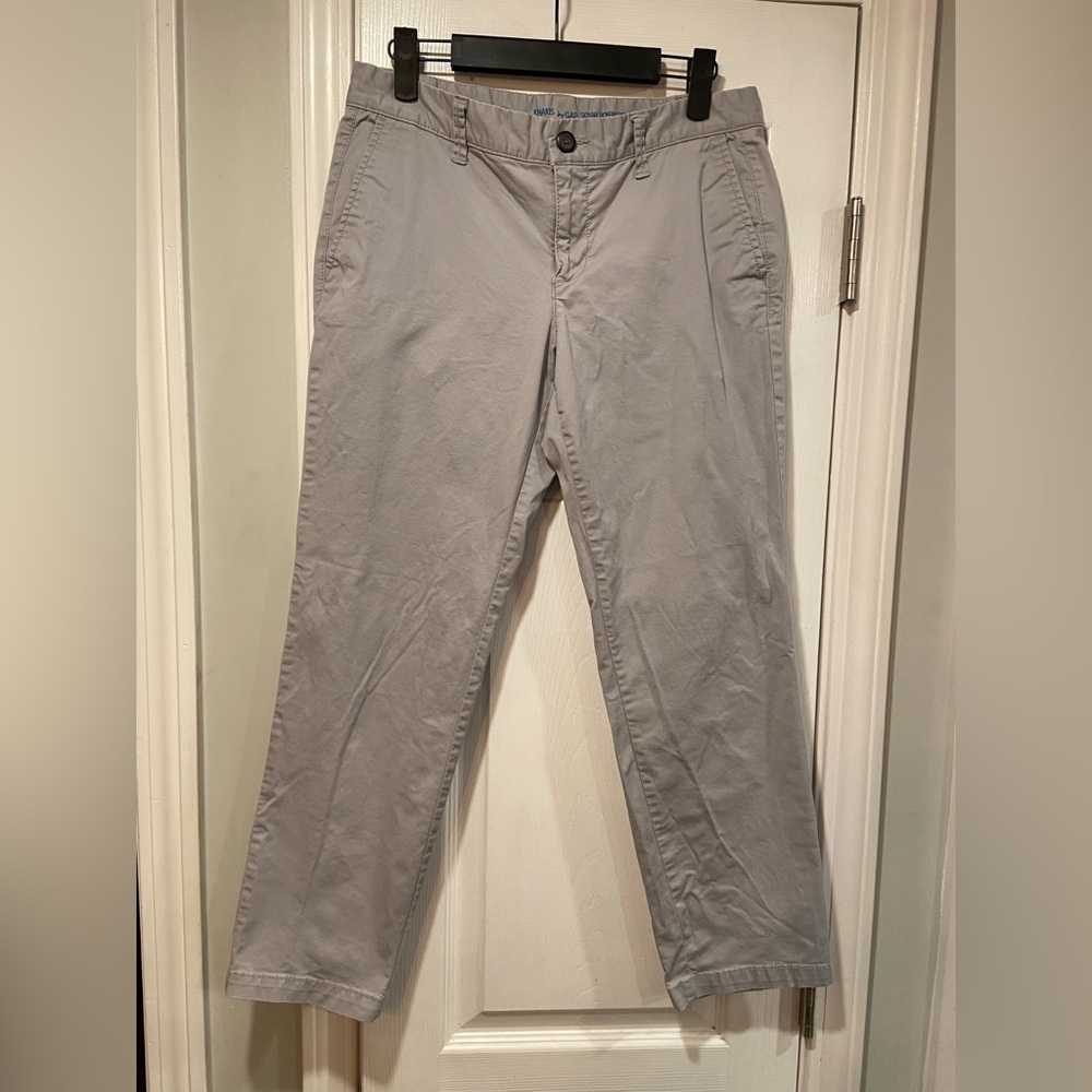 Gap Size 2 Gray Cotton Skinny Boyfriend Fit Zip Up Khaki Chino Pants
